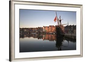 Vieux Bassin Looking to Saint Catherine Quay with Replica Galleon at Dawn, Normandy, France-Stuart Black-Framed Photographic Print