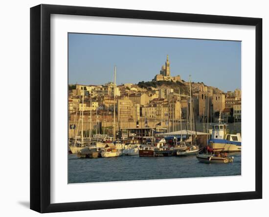 Vieux Port to the Basilica of Notre Dame De La Garde, Marseille, Provence, France-Tomlinson Ruth-Framed Photographic Print