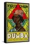 Vieux Rhum Rumba Brand Rum Label-Lantern Press-Framed Stretched Canvas