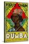 Vieux Rhum Rumba Brand Rum Label-Lantern Press-Stretched Canvas