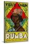 Vieux Rhum Rumba Brand Rum Label-Lantern Press-Stretched Canvas