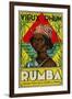 Vieux Rhum Rumba Brand Rum Label-Lantern Press-Framed Art Print