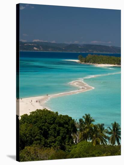 View Above a Sand Bank Linking the Two Little Islands of Nosy Iranja Near Nosy Be, Madagascar-Michael Runkel-Stretched Canvas