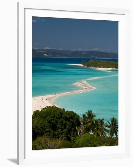 View Above a Sand Bank Linking the Two Little Islands of Nosy Iranja Near Nosy Be, Madagascar-Michael Runkel-Framed Photographic Print