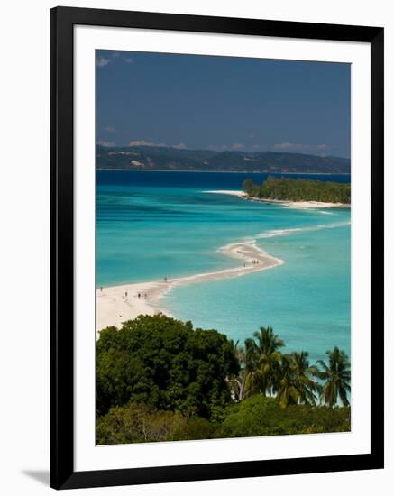 View Above a Sand Bank Linking the Two Little Islands of Nosy Iranja Near Nosy Be, Madagascar-Michael Runkel-Framed Photographic Print