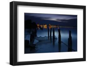 View Above the Strelasund on Stralsund at Night, Mecklenburg-West Pomerania, Germany-Andreas Vitting-Framed Photographic Print