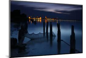 View Above the Strelasund on Stralsund at Night, Mecklenburg-West Pomerania, Germany-Andreas Vitting-Mounted Photographic Print