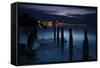 View Above the Strelasund on Stralsund at Night, Mecklenburg-West Pomerania, Germany-Andreas Vitting-Framed Stretched Canvas