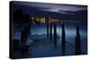 View Above the Strelasund on Stralsund at Night, Mecklenburg-West Pomerania, Germany-Andreas Vitting-Stretched Canvas