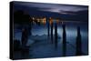 View Above the Strelasund on Stralsund at Night, Mecklenburg-West Pomerania, Germany-Andreas Vitting-Stretched Canvas