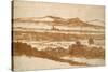 View across a Valley Towards Distant Hills (Brush and Reddish-Brown Wash-Nicolas Poussin-Stretched Canvas