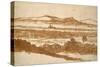 View across a Valley Towards Distant Hills (Brush and Reddish-Brown Wash-Nicolas Poussin-Stretched Canvas