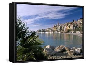 View Across Bay to the Old Town, Menton, Alpes-Maritimes, Provence-Ruth Tomlinson-Framed Stretched Canvas