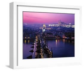 View across Charles Bridge with Prague Castle and St. Vitus Cathedral, Prague-null-Framed Art Print