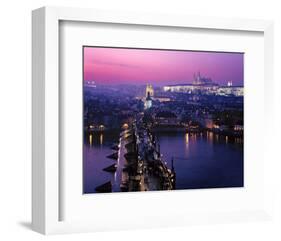 View across Charles Bridge with Prague Castle and St. Vitus Cathedral, Prague-null-Framed Art Print