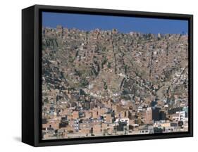 View Across City from El Alto, of Suburb Houses Stacked up Hillside, La Paz, Bolivia-Tony Waltham-Framed Stretched Canvas