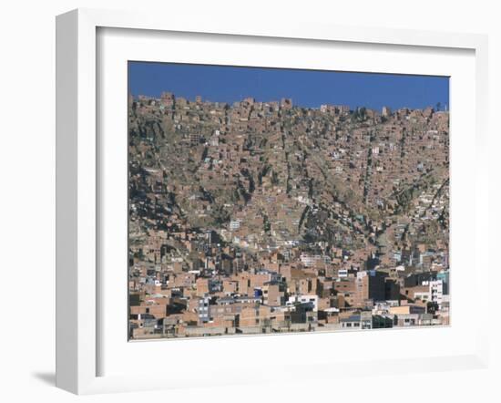 View Across City from El Alto, of Suburb Houses Stacked up Hillside, La Paz, Bolivia-Tony Waltham-Framed Photographic Print