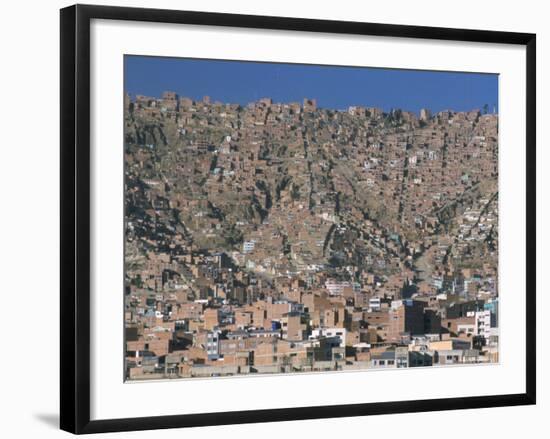 View Across City from El Alto, of Suburb Houses Stacked up Hillside, La Paz, Bolivia-Tony Waltham-Framed Photographic Print