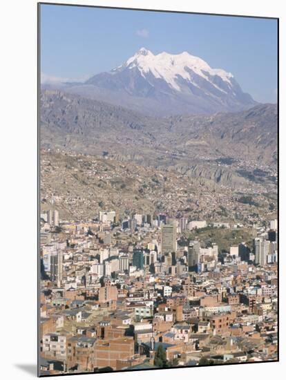 View Across City from El Alto, with Illimani Volcano in Distance, La Paz, Bolivia, South America-Tony Waltham-Mounted Photographic Print