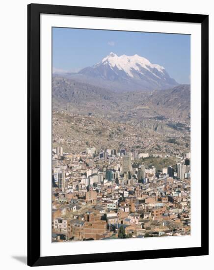 View Across City from El Alto, with Illimani Volcano in Distance, La Paz, Bolivia, South America-Tony Waltham-Framed Photographic Print