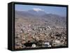 View Across City from El Alto, with Illimani Volcano in Distance, La Paz, Bolivia, South America-Tony Waltham-Framed Stretched Canvas