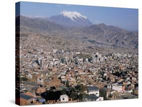 View Across City from El Alto, with Illimani Volcano in Distance, La Paz, Bolivia, South America-Tony Waltham-Stretched Canvas