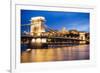 View across Danube River of Chain Bridge and Buda Castle at Night, UNESCO World Heritage Site-Ben Pipe-Framed Photographic Print