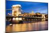 View across Danube River of Chain Bridge and Buda Castle at Night, UNESCO World Heritage Site-Ben Pipe-Mounted Photographic Print