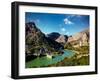 View across Embalsa Tajo de la Encantada (lake) and Hydro-electric power plant, El Chorro, Malag...-Panoramic Images-Framed Photographic Print