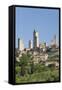 View across Field to Typical Houses and Medieval Towers, San Gimignano, Siena-Ruth Tomlinson-Framed Stretched Canvas