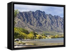 View across Frankton Arm to the Remarkables, autumn, Queenstown, Queenstown-Lakes district, Otago, -Ruth Tomlinson-Framed Stretched Canvas