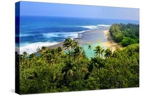 View across Kee Beach, Haena State Park, Island of Kauai, Hawaii, USA-null-Stretched Canvas