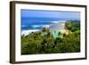 View across Kee Beach, Haena State Park, Island of Kauai, Hawaii, USA-null-Framed Art Print