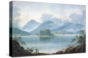 View Across Loch Awe, Argyllshire, to Kilchurn Castle and the Mountains Beyond-R. S. Barret-Stretched Canvas