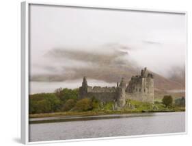 View across Loch Awe to the Ruins of Kilchurn Castle, Early Morning Mist on Mountains-Ruth Tomlinson-Framed Photographic Print