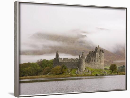View across Loch Awe to the Ruins of Kilchurn Castle, Early Morning Mist on Mountains-Ruth Tomlinson-Framed Photographic Print