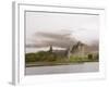 View across Loch Awe to the Ruins of Kilchurn Castle, Early Morning Mist on Mountains-Ruth Tomlinson-Framed Photographic Print