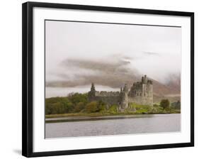 View across Loch Awe to the Ruins of Kilchurn Castle, Early Morning Mist on Mountains-Ruth Tomlinson-Framed Photographic Print