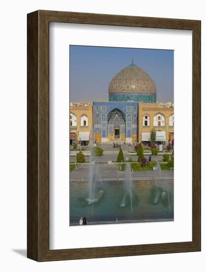 View across Naqsh-e (Imam) Square from Ali Qapu Palace opposite Sheikh Lotfollah Mosque, UNESCO Wor-James Strachan-Framed Photographic Print