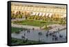 View across Naqsh-e (Imam) Square, UNESCO World Heritage Site, from Ali Qapu Palace, Isfahan, Iran,-James Strachan-Framed Stretched Canvas