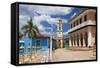 View across Plaza Mayor Towards Museo Romantico-Lee Frost-Framed Stretched Canvas