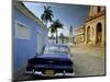 View Across Plaza Mayor with Old American Car Parked on Cobbles, Trinidad, Cuba, West Indies-Lee Frost-Mounted Photographic Print