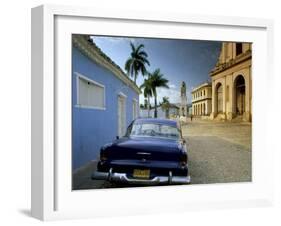 View Across Plaza Mayor with Old American Car Parked on Cobbles, Trinidad, Cuba, West Indies-Lee Frost-Framed Photographic Print