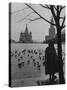 View Across Red Square of St. Basil's Cathedral and the Kremlin-Howard Sochurek-Stretched Canvas