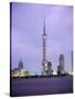 View Across River at Dusk to the New Pudong District Skyline, Huangpu River, Shanghai, China, Asia-Gavin Hellier-Stretched Canvas