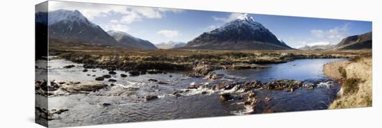 View Across River Etive Towards Snow-Covered Mountains, Rannoch Moor, Near Fort William, Scotland-Lee Frost-Stretched Canvas