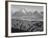 View Across River Valley Toward "Mount Moran" Grand Teton, National Park Wyoming. 1933-1942-Ansel Adams-Framed Art Print