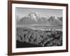 View Across River Valley Toward "Mount Moran" Grand Teton, National Park Wyoming. 1933-1942-Ansel Adams-Framed Art Print