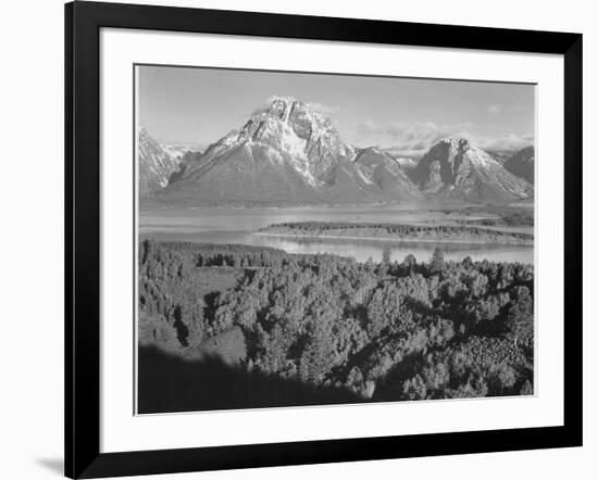 View Across River Valley Toward "Mount Moran" Grand Teton, National Park Wyoming. 1933-1942-Ansel Adams-Framed Art Print