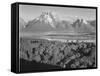 View Across River Valley Toward "Mount Moran" Grand Teton, National Park Wyoming. 1933-1942-Ansel Adams-Framed Stretched Canvas